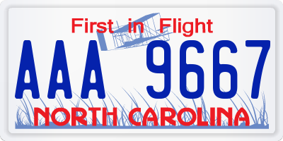 NC license plate AAA9667