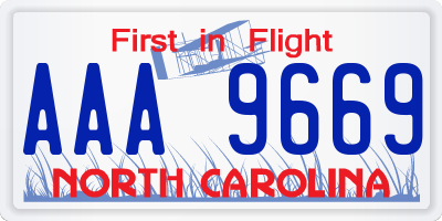 NC license plate AAA9669