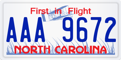 NC license plate AAA9672