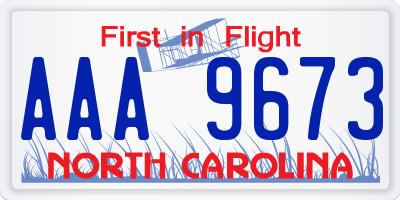 NC license plate AAA9673