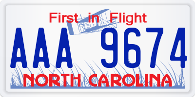 NC license plate AAA9674