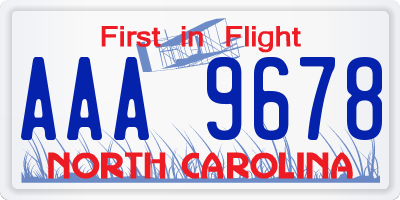 NC license plate AAA9678