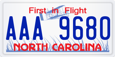 NC license plate AAA9680