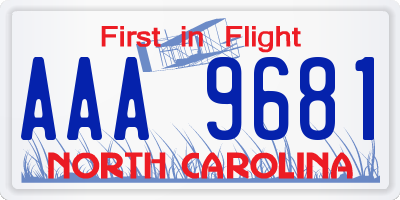 NC license plate AAA9681