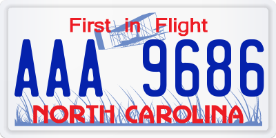 NC license plate AAA9686