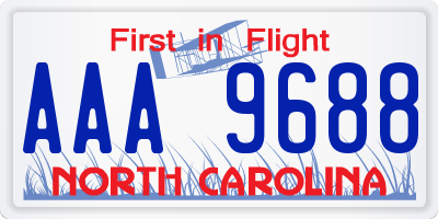 NC license plate AAA9688