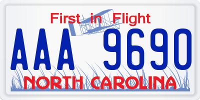 NC license plate AAA9690