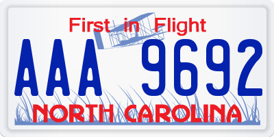 NC license plate AAA9692