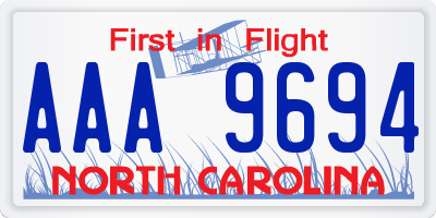 NC license plate AAA9694