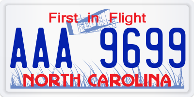 NC license plate AAA9699