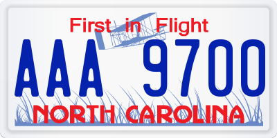 NC license plate AAA9700