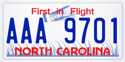 NC license plate AAA9701