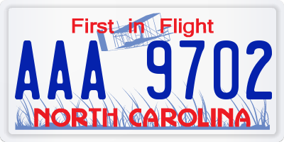 NC license plate AAA9702