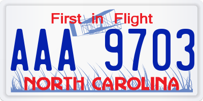 NC license plate AAA9703