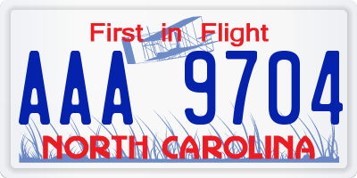 NC license plate AAA9704