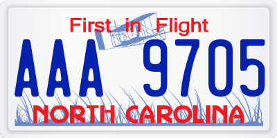 NC license plate AAA9705