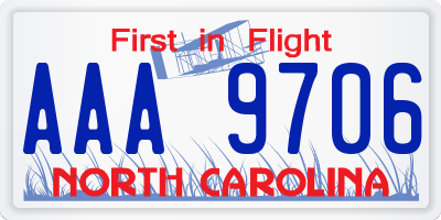 NC license plate AAA9706