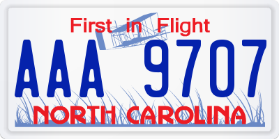 NC license plate AAA9707