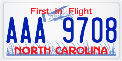 NC license plate AAA9708