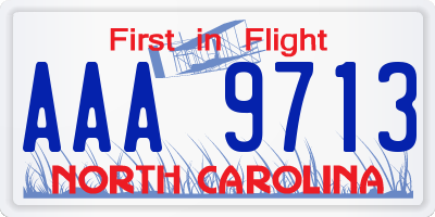 NC license plate AAA9713