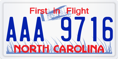 NC license plate AAA9716