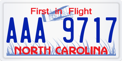 NC license plate AAA9717