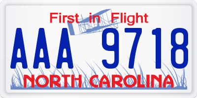 NC license plate AAA9718