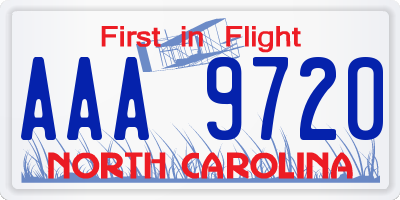 NC license plate AAA9720