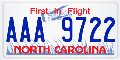 NC license plate AAA9722