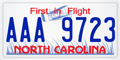 NC license plate AAA9723