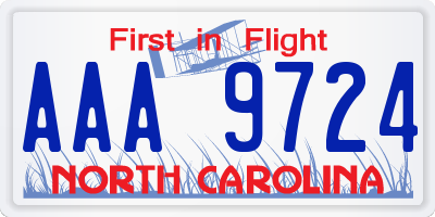 NC license plate AAA9724