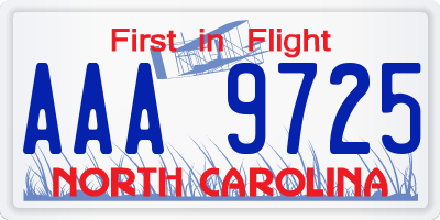 NC license plate AAA9725