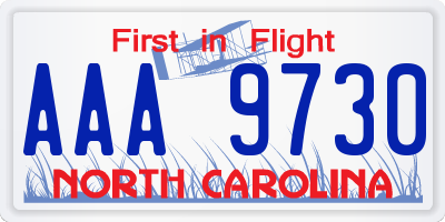 NC license plate AAA9730