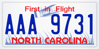 NC license plate AAA9731