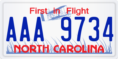 NC license plate AAA9734