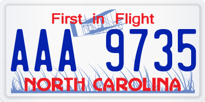 NC license plate AAA9735