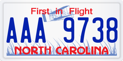 NC license plate AAA9738