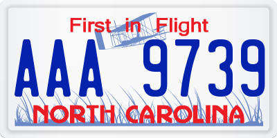 NC license plate AAA9739