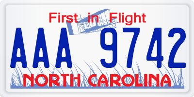 NC license plate AAA9742