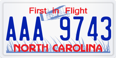 NC license plate AAA9743