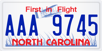 NC license plate AAA9745