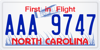 NC license plate AAA9747