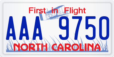 NC license plate AAA9750