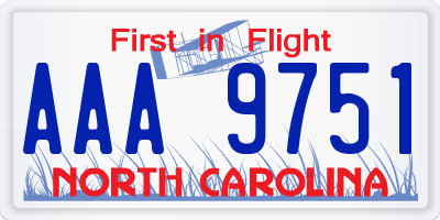 NC license plate AAA9751