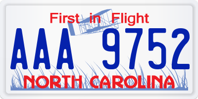 NC license plate AAA9752