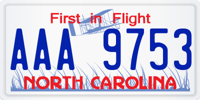 NC license plate AAA9753