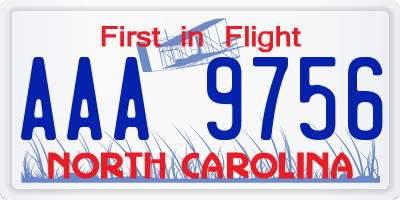 NC license plate AAA9756