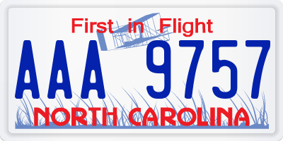 NC license plate AAA9757