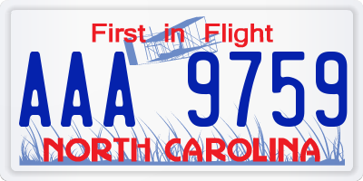 NC license plate AAA9759