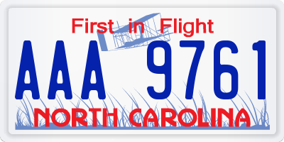 NC license plate AAA9761